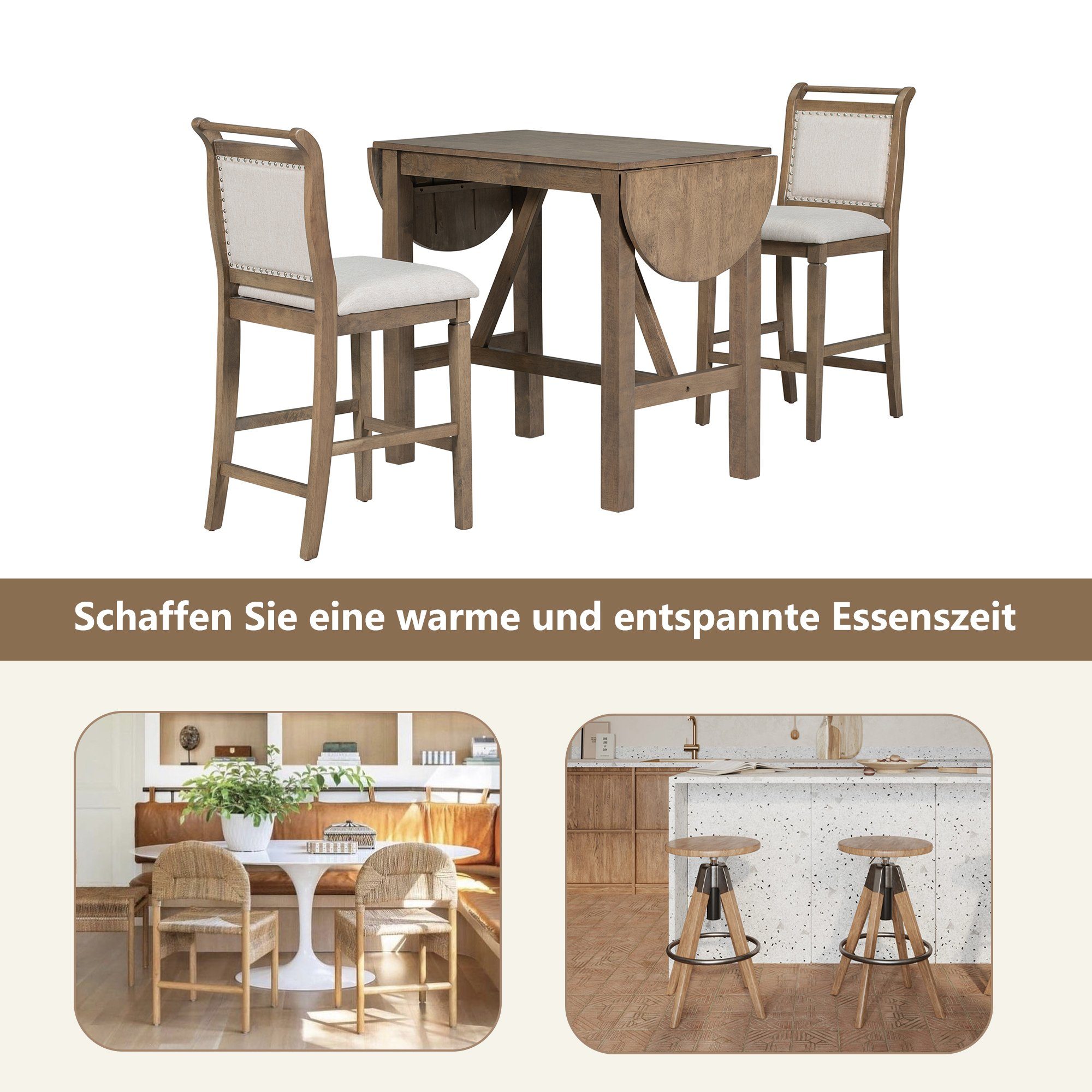 Flieks Esstisch, ausziehbar Tisch Esszimmer Massivholz klappbar