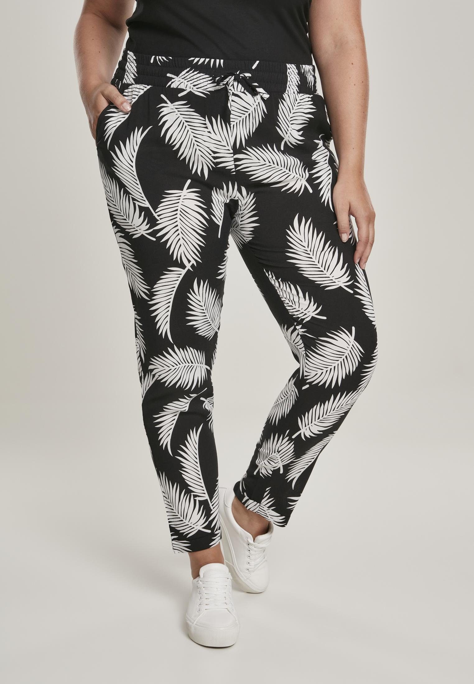 URBAN CLASSICS Funktionshose Ladies Elastic Waist AOP Pants Damenhose
