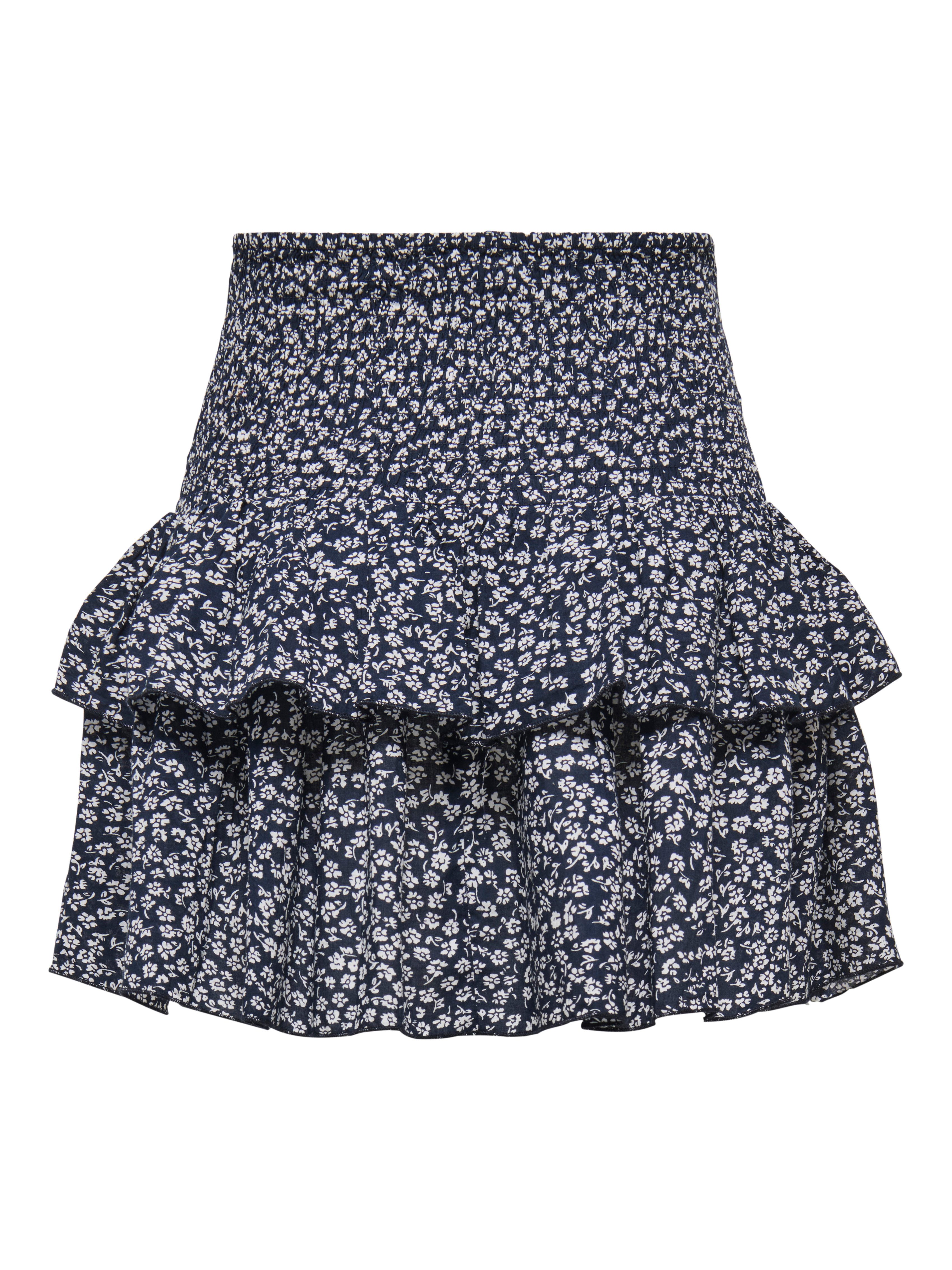 ONLY Minirock ONLZOEY LAYRED SKIRT WVN NOOS Baumwolle, gesmoktes Taillenbündchen, Volant