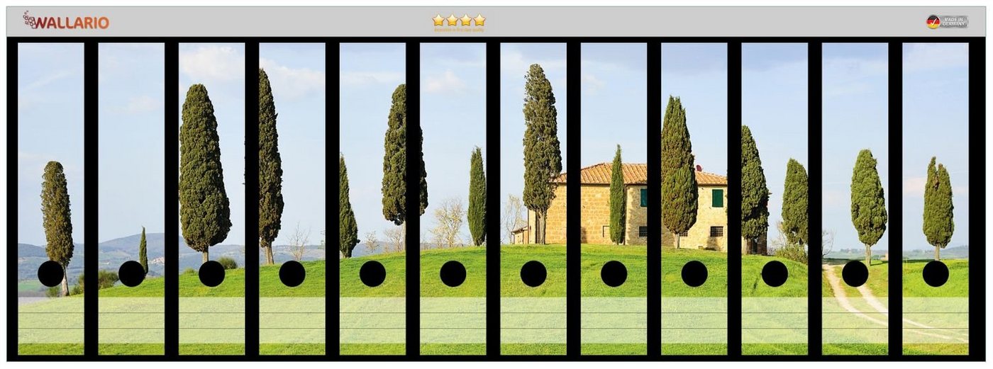 Thumbnail - Wallario Etiketten Villa auf einem Hügel in der Toskana, Ordnerrücken-Sticker in verschiedenen Ausführungen