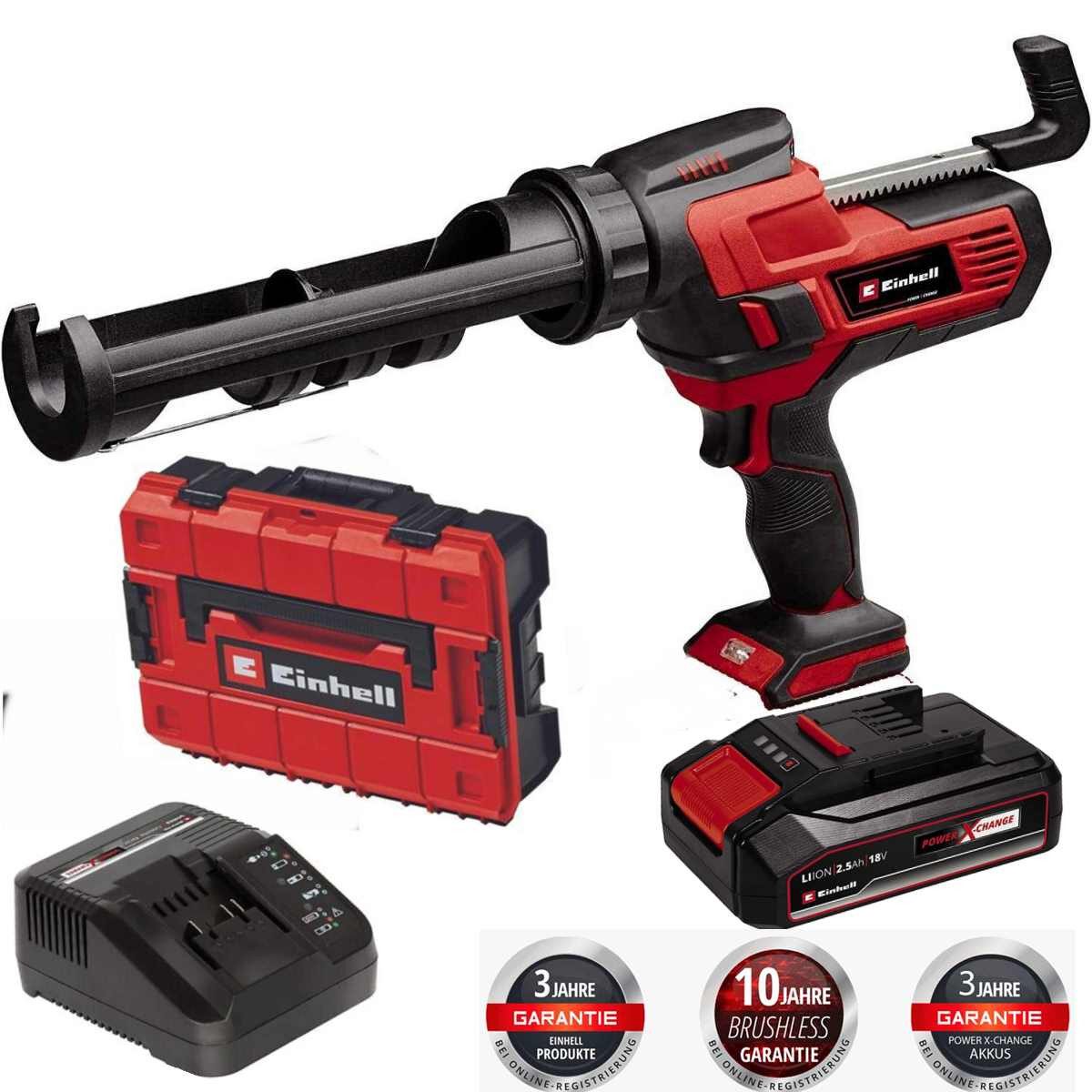 Einhell Akku-Kartuschenpistole Kartuschenpistole TE-SG 18/10 Li +2.5 Ah Akku & Ladegerät + Koffer