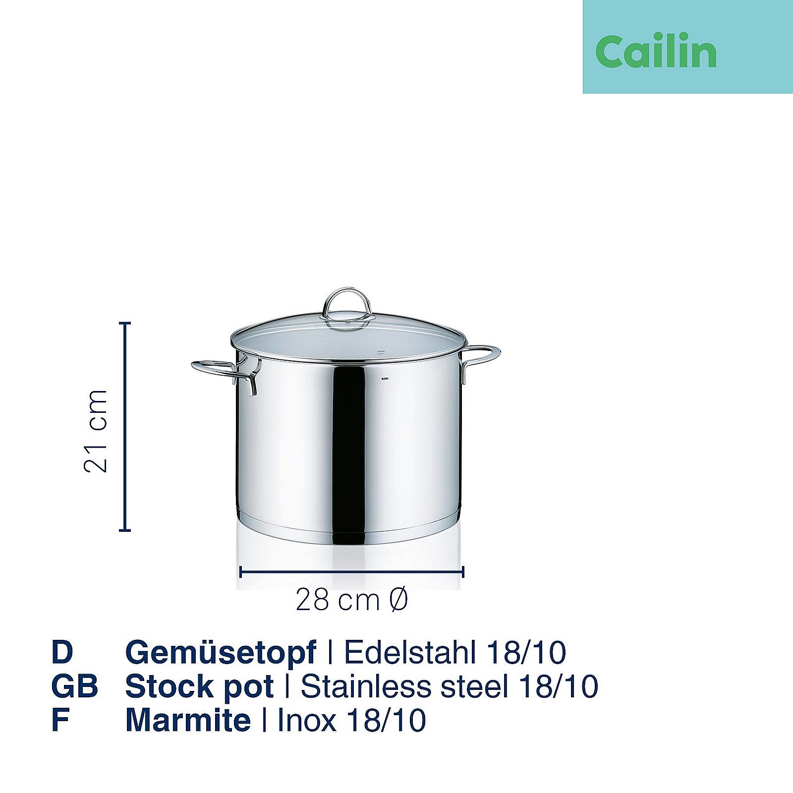 kela Gemüsetopf Cailin, Glasdeckel mit Edelstahlgriff, -180°C backofenfest, spühlmaschinenfest