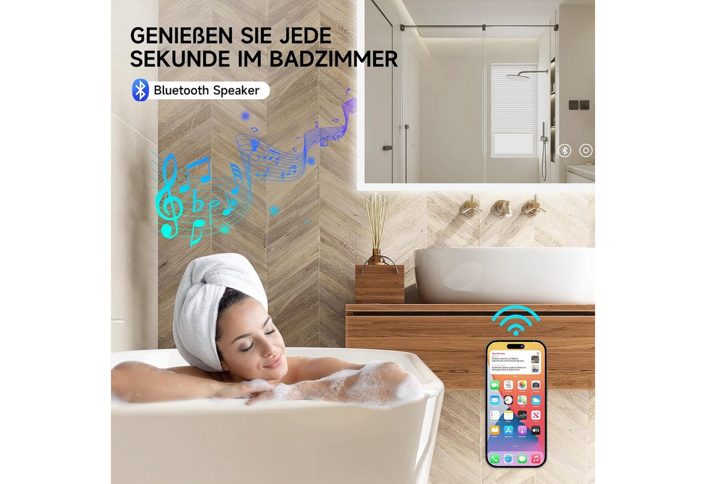 Thumbnail - YOLEO Badspiegel LED Badezimmerspiegel Spiegel Wandspiegel 3 Lichtfarbe 60x80cm