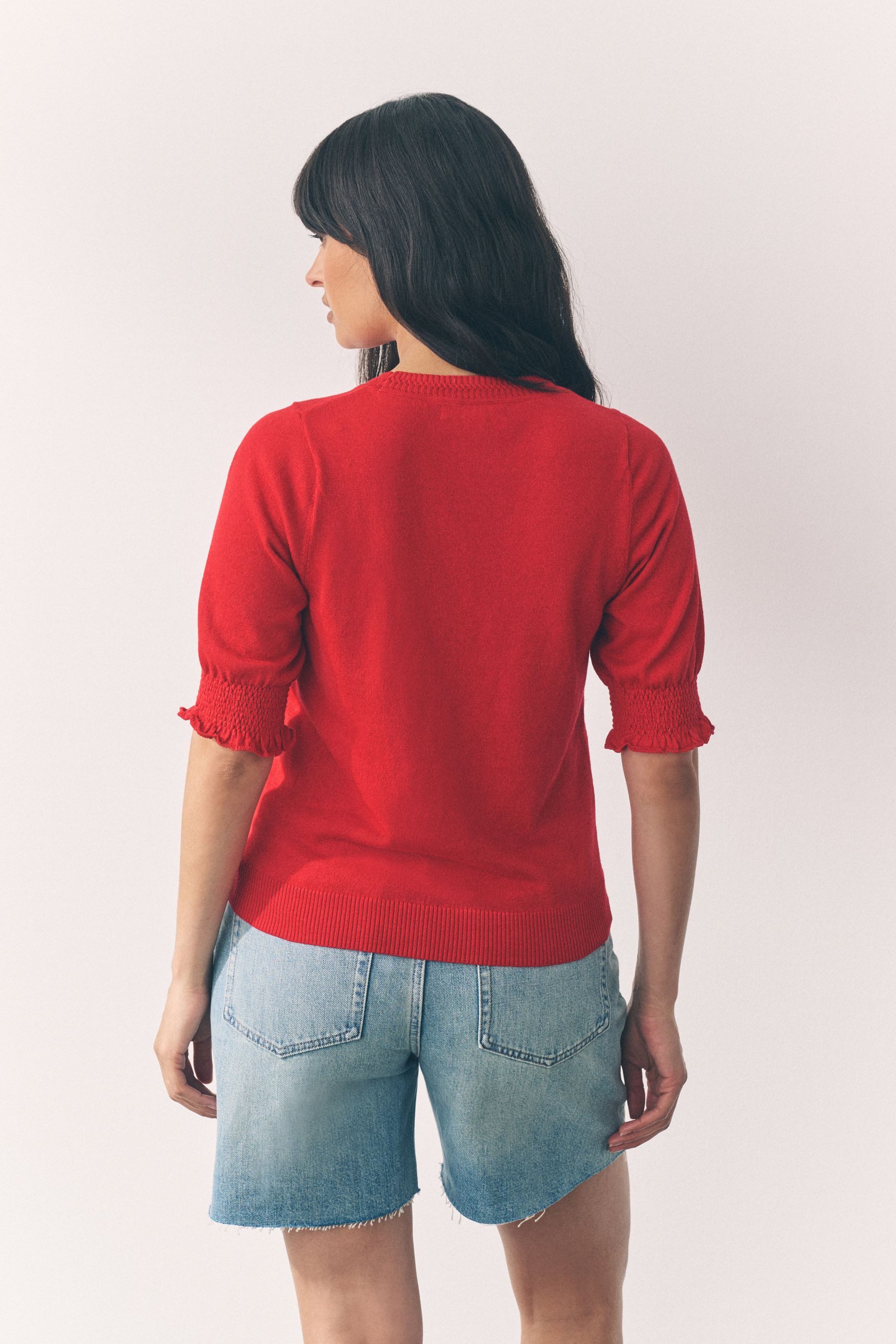 Next T-Shirt Kurzarm-T-Shirt mit Rüschenrand (1-tlg) günstig online kaufen