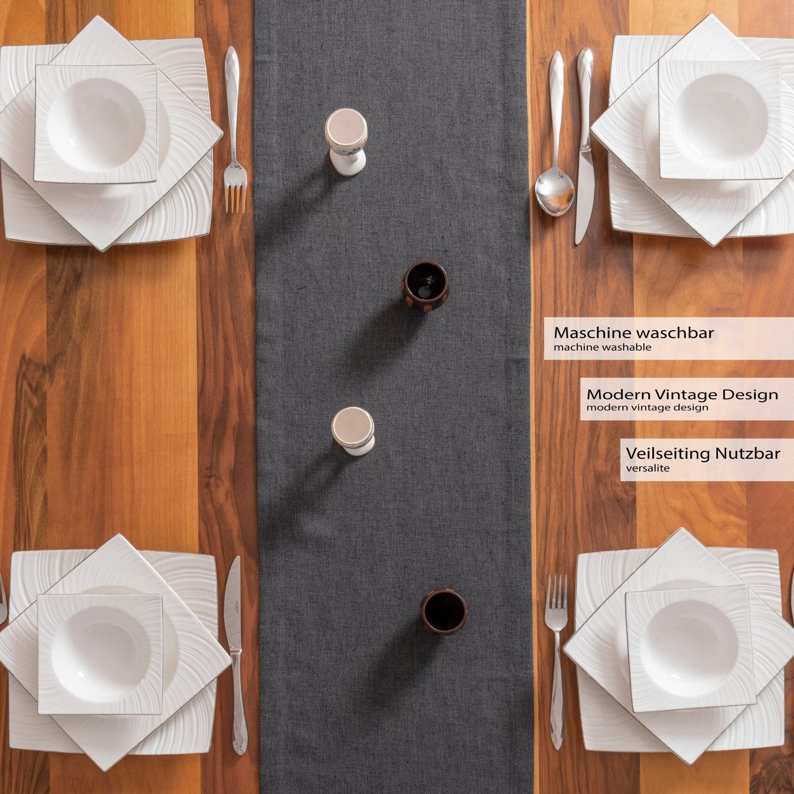 BELUPAI Tischläufer Modern Tischdecke (Set 1-tlg, Abwaschbar, Wasserabweisend, Landhausstil Tischläufer), für Küche Esstisch Tisch Dekoration Party Dekor, 30x12 – Bild 3 von 5