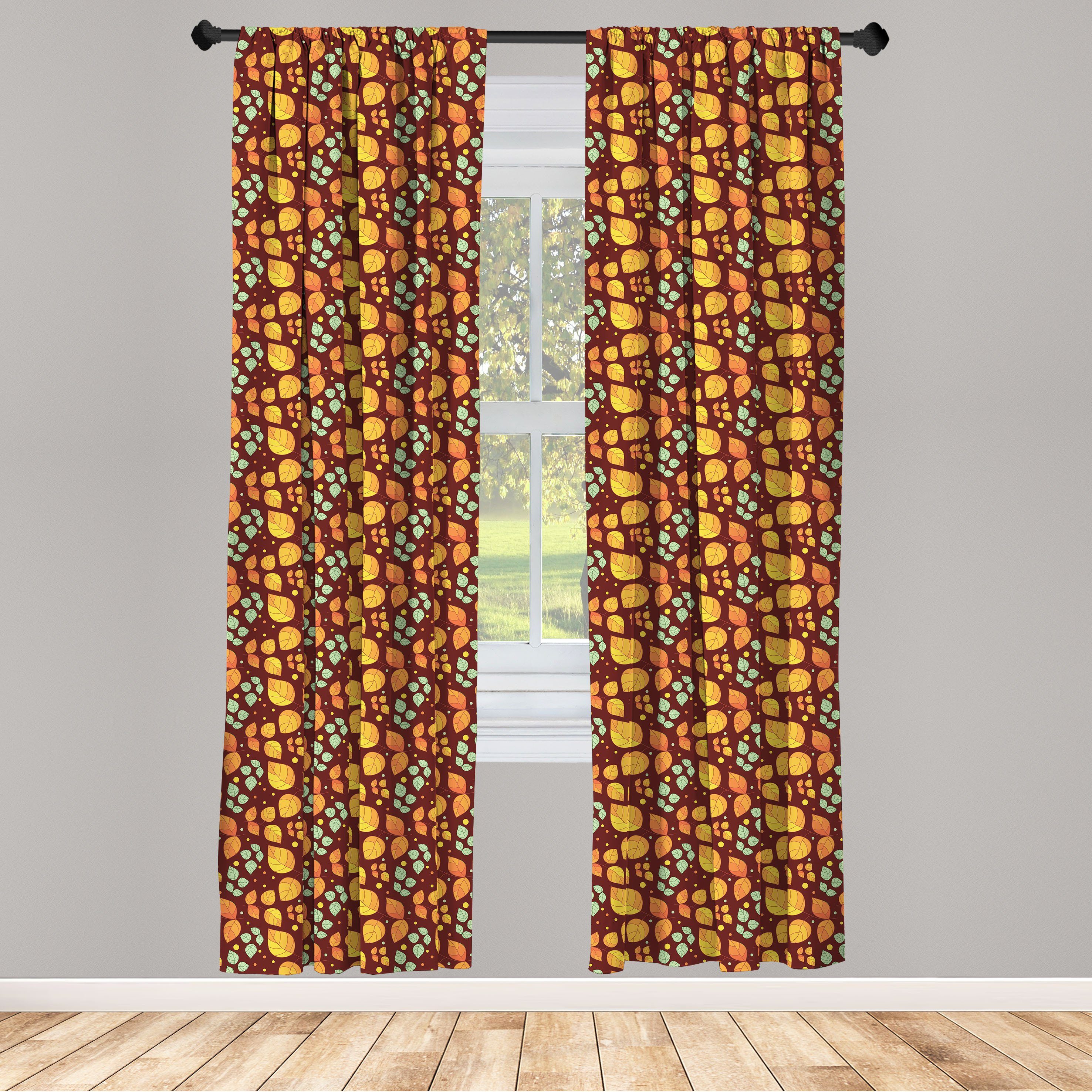Gardine Vorhang für Wohnzimmer Schlafzimmer Dekor, Abakuhaus, Microfaser, Herbst Fall-Blätter und Punkte
