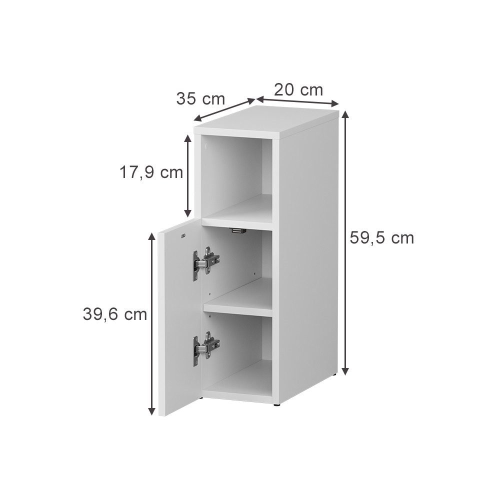Vicco Nachtschrank Enton, Weiß, 20 x 59.5 cm mit 1 Tür günstig online kaufen