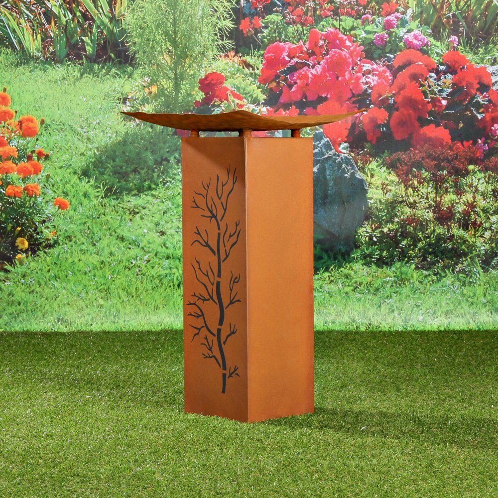 Mucola Blumenhocker Dekosäule Säule Garten Rost Feuerkorb Feuerstelle