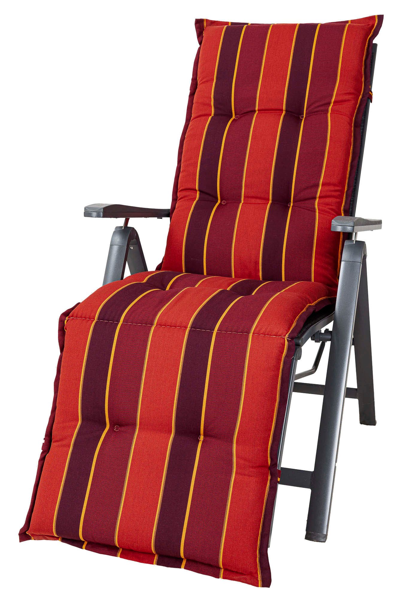 Sun Garden Sesselauflage Relaxliege Naxos 20208-3 terracotta-rot gestreift 174x50x6 cm SG
