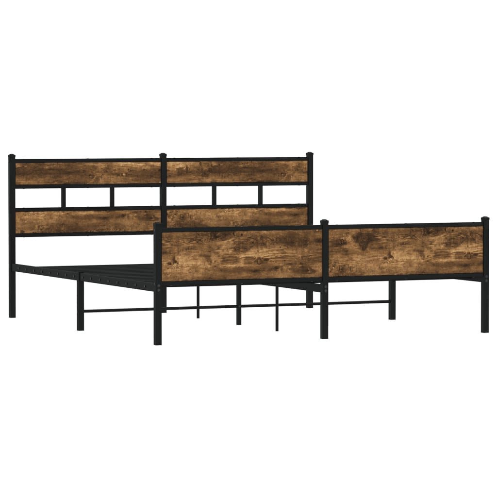 vidaXL Bett Metallbett ohne Matratze Räuchereiche günstig online kaufen