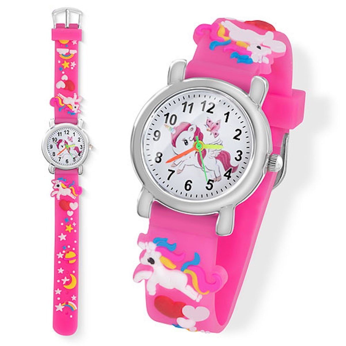 Taffstyle Sportuhr Kinder Armbanduhr Einhorn Silikon Uhr Farbige Gummi Mädchen Jungen, (Geschenk zum Weihnachten Geburtstag Einschulung 4 5 6 7 8 9 10 Jahre), Mädchen Sportuhr Bunte Kinderuhr Farbige Lernuhr Unicorn Silikonuhr