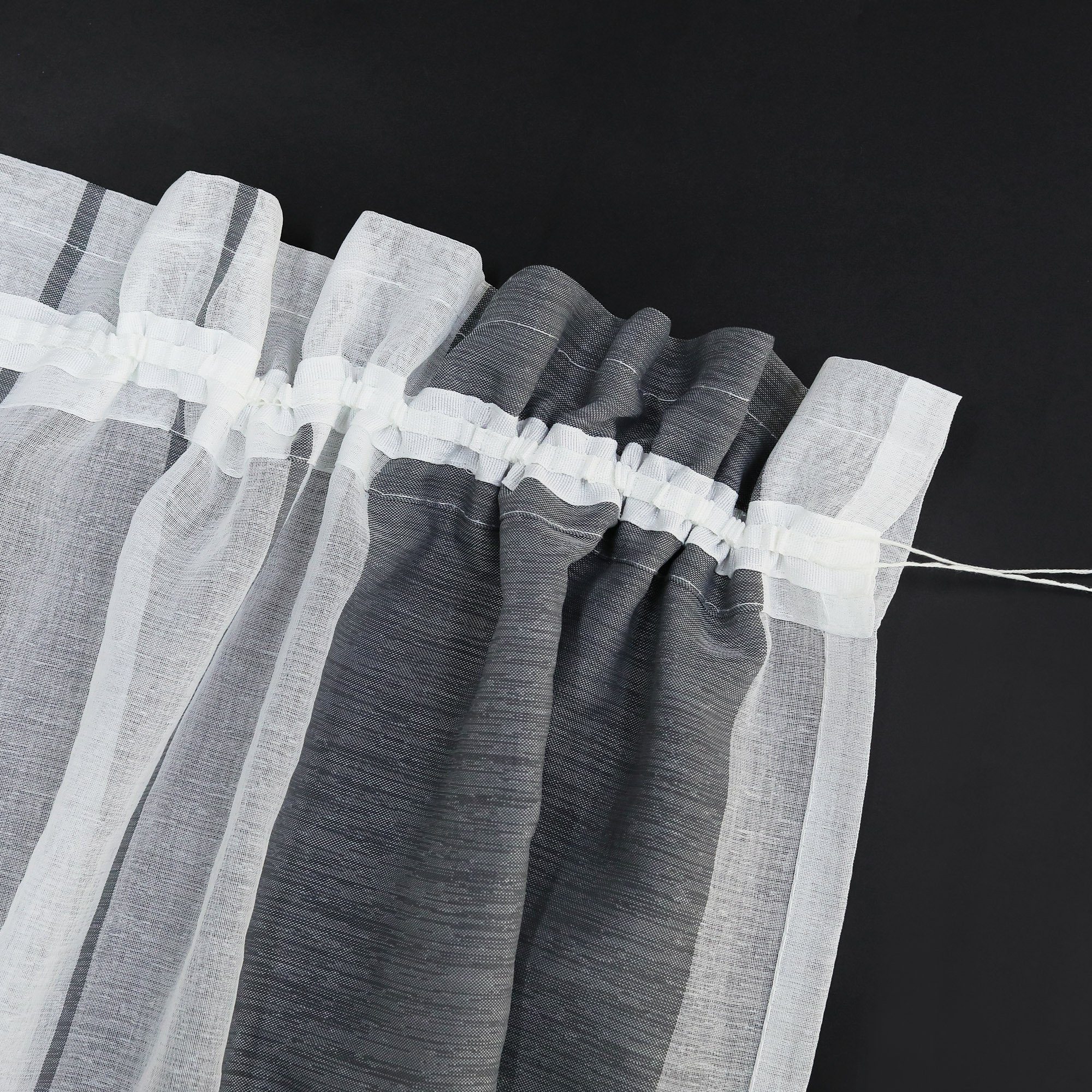 Joyswahl Scheibengardine, halbtransparent, mit Streifen-Dessinierung, Tunnelzug, Bistrogardine