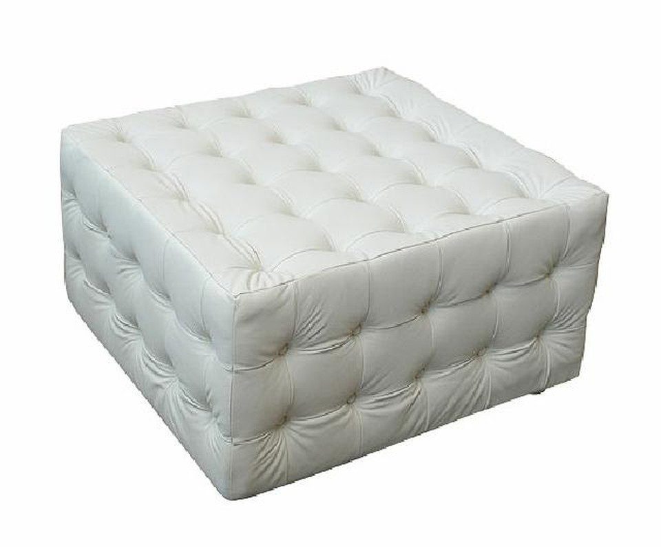 Xlmoebel Polsterhocker Chesterfield Chaiselongue mit Kristallen und Lederbezug XXL, Made in Europa
