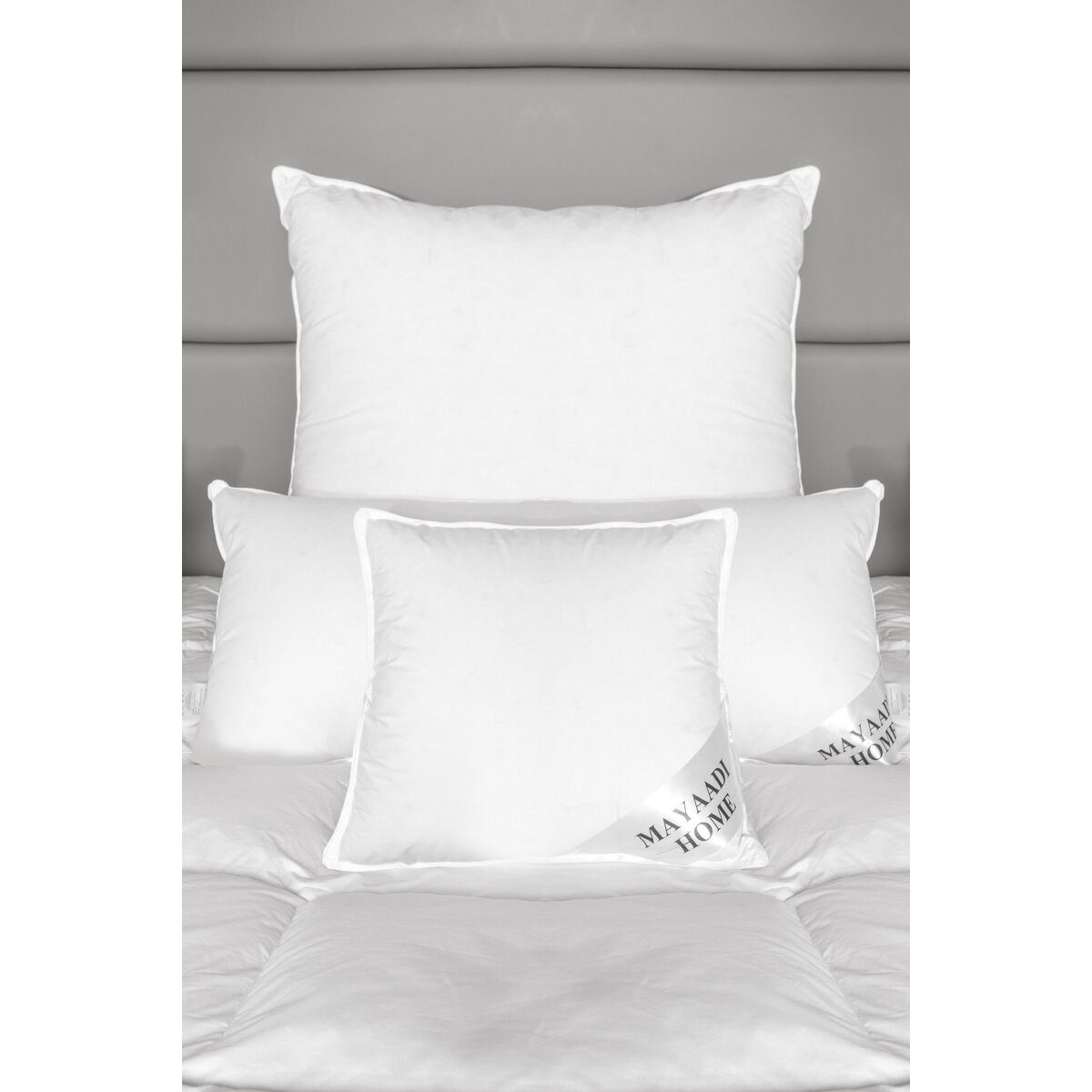 Mayaadi Home Kopfkissen HS113 Kopfkissen 45x45 cm 70% Daunen 30% Federn Daunenkissen Kissen, Füllung: 70% Daunen 30% Federn, Bezug: Baumwolle, Rückenschläfer, Seitenschläfer, Bauchschläfer