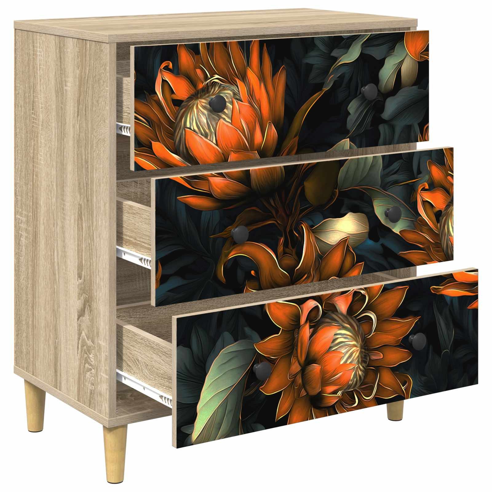 vidaXL Schranksystem Kommode LOCHEM Orangenmuster 66 x 36,5 x 75 cm Holzwerkstoff (1-St)
