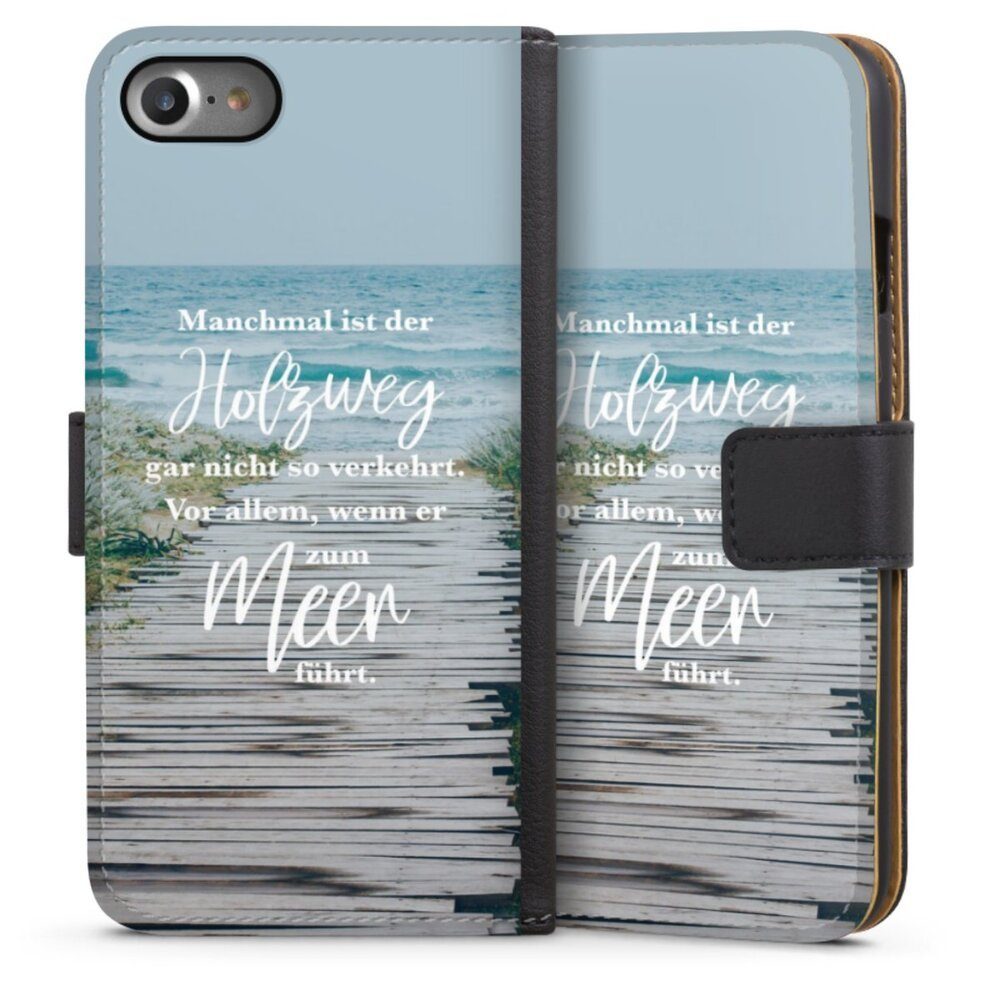 DeinDesign Handyhülle »Strand Motivation Spruch Holzweg«, Apple iPhone