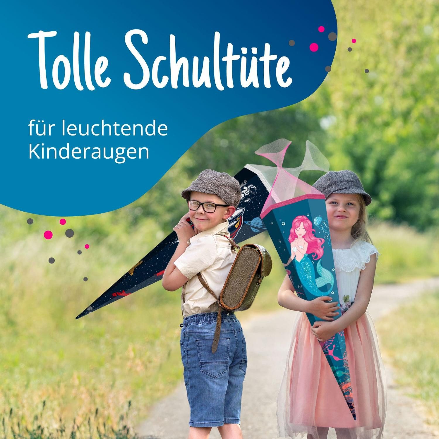 itenga Schultüte itenga Schultüte Meerjungfrau 85cm mit Tüllverschluss