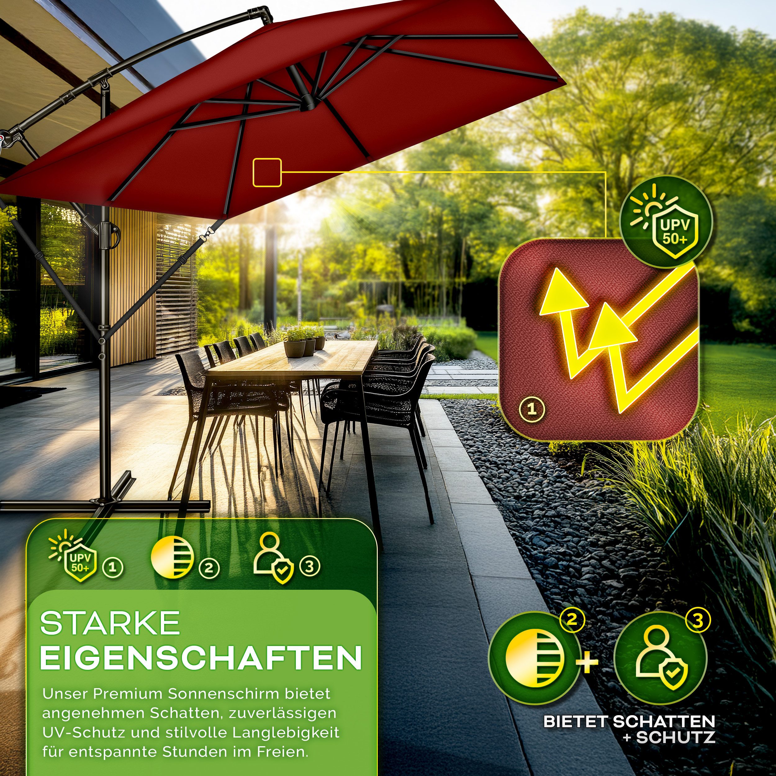 tillvex Sonnenschirm tillvex® Sonnenschirm eckig 235 günstig online kaufen