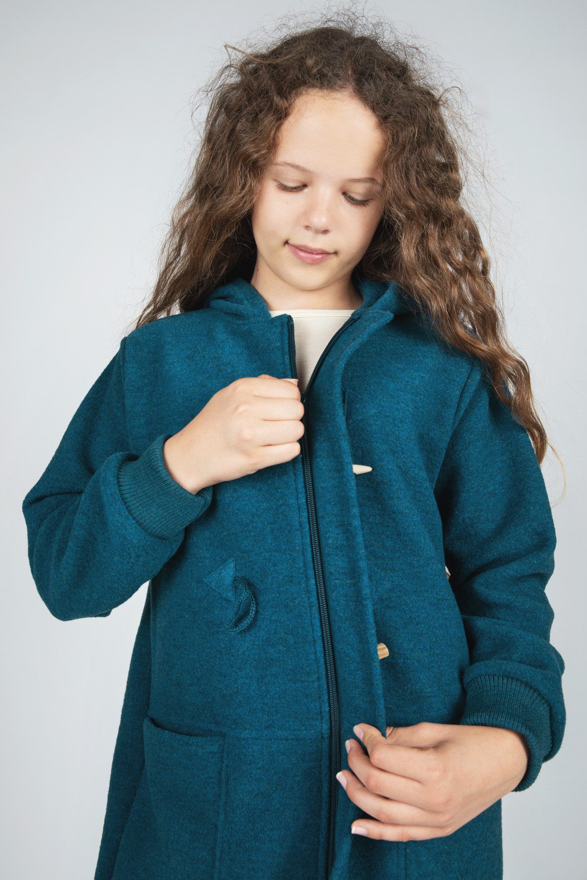 Engel Naturkleidung Wollmantel Kinder-Mantel, Walk mit Kapuze