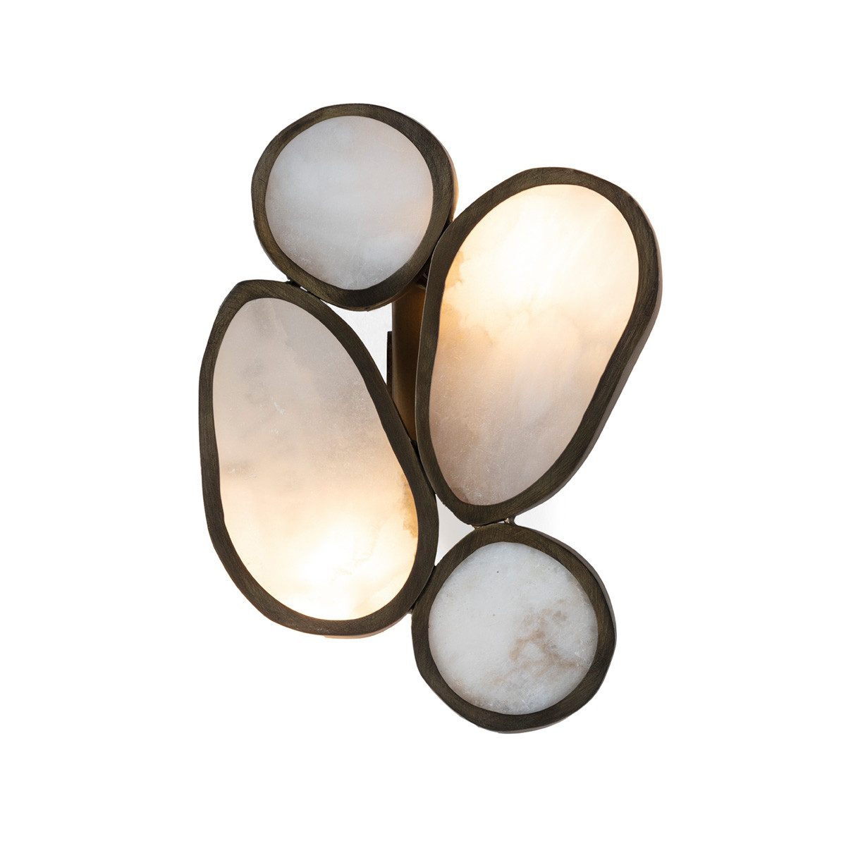 Signature Home Collection Wandleuchte Wandlampe aus Alabaster weiß und Metall Bronze, ohne Leuchtmittel, organische Form, indirektes Licht
