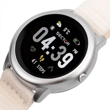 Sector Sector Damen Armbanduhr Analog-Digital Smartwatch, Analog-Digitaluhr, Damen Smartwatch rund, groß (ca. 40mm), Edelstahlarmband weiß, Sport