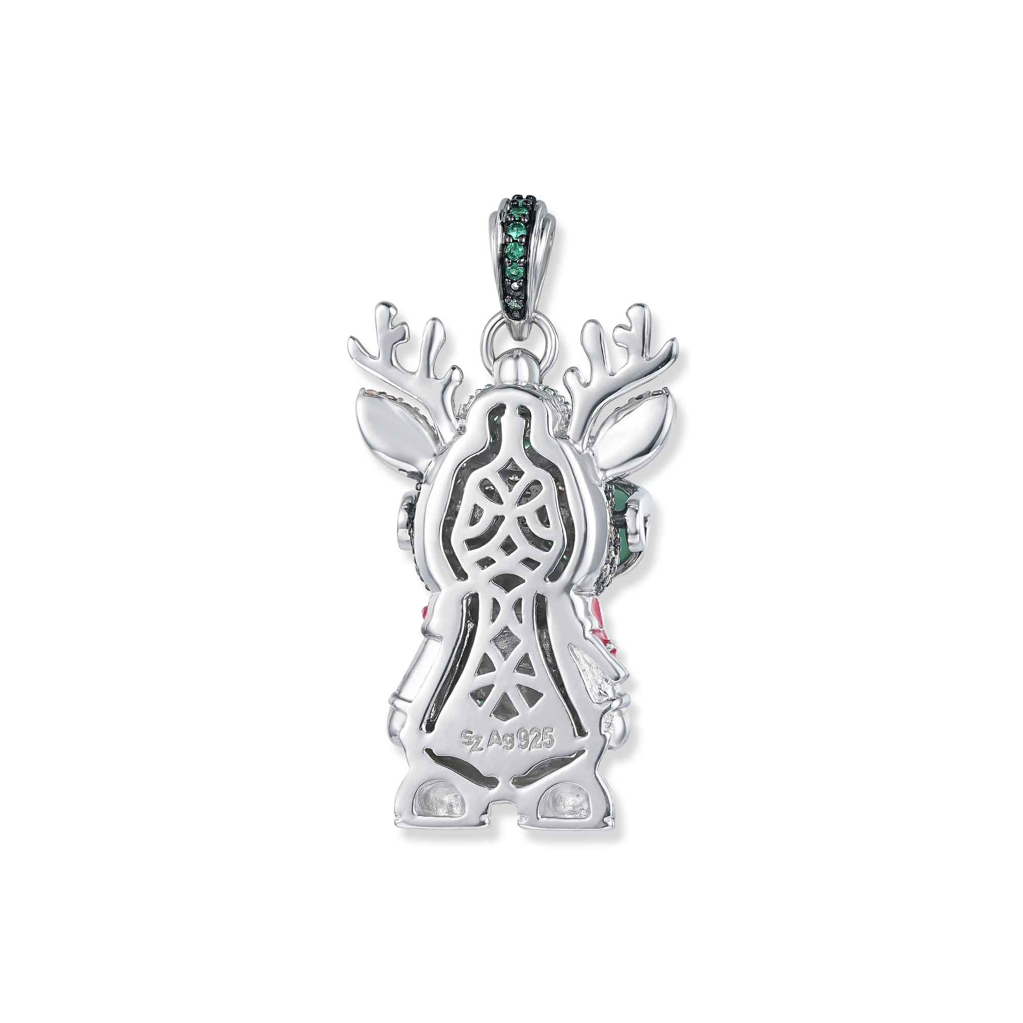 Seinerzeit FLORA & FAUNA Kettenanhänger Remi Rentier Anhänger limited (1-tlg), Material: 925 Sterling Silber, rhodiniert, geschwärzt mit Emaille