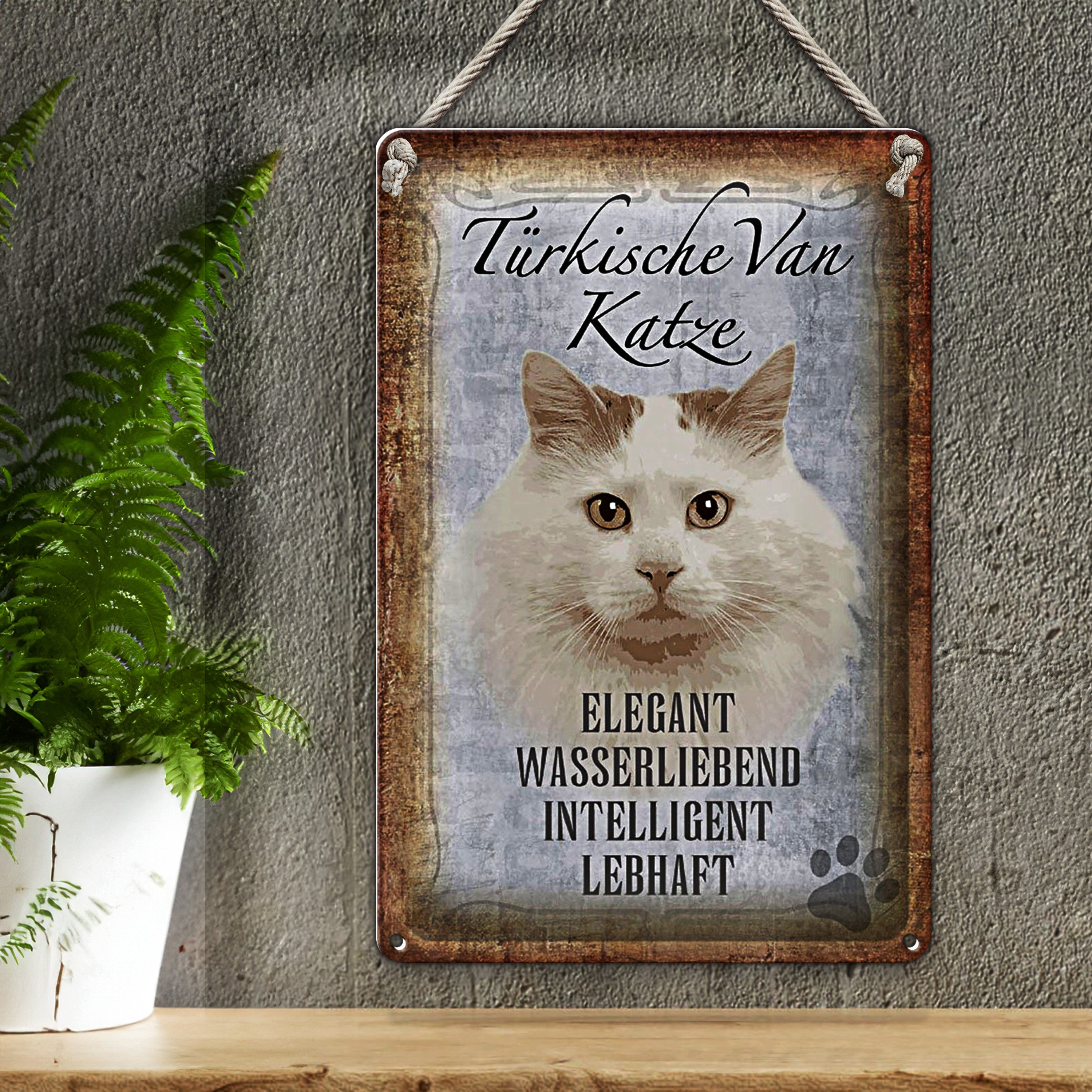 Roomando Metallschild Spruch 18x12cm türkische Van Katze
