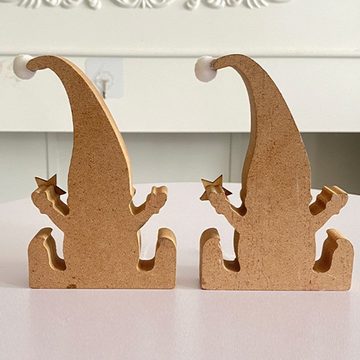 Gontence Weihnachtsfigur Weihnachtszwerg-Tischdekoration (Tischdekoration), 2 Stück Holzschild Frohe Weihnachten