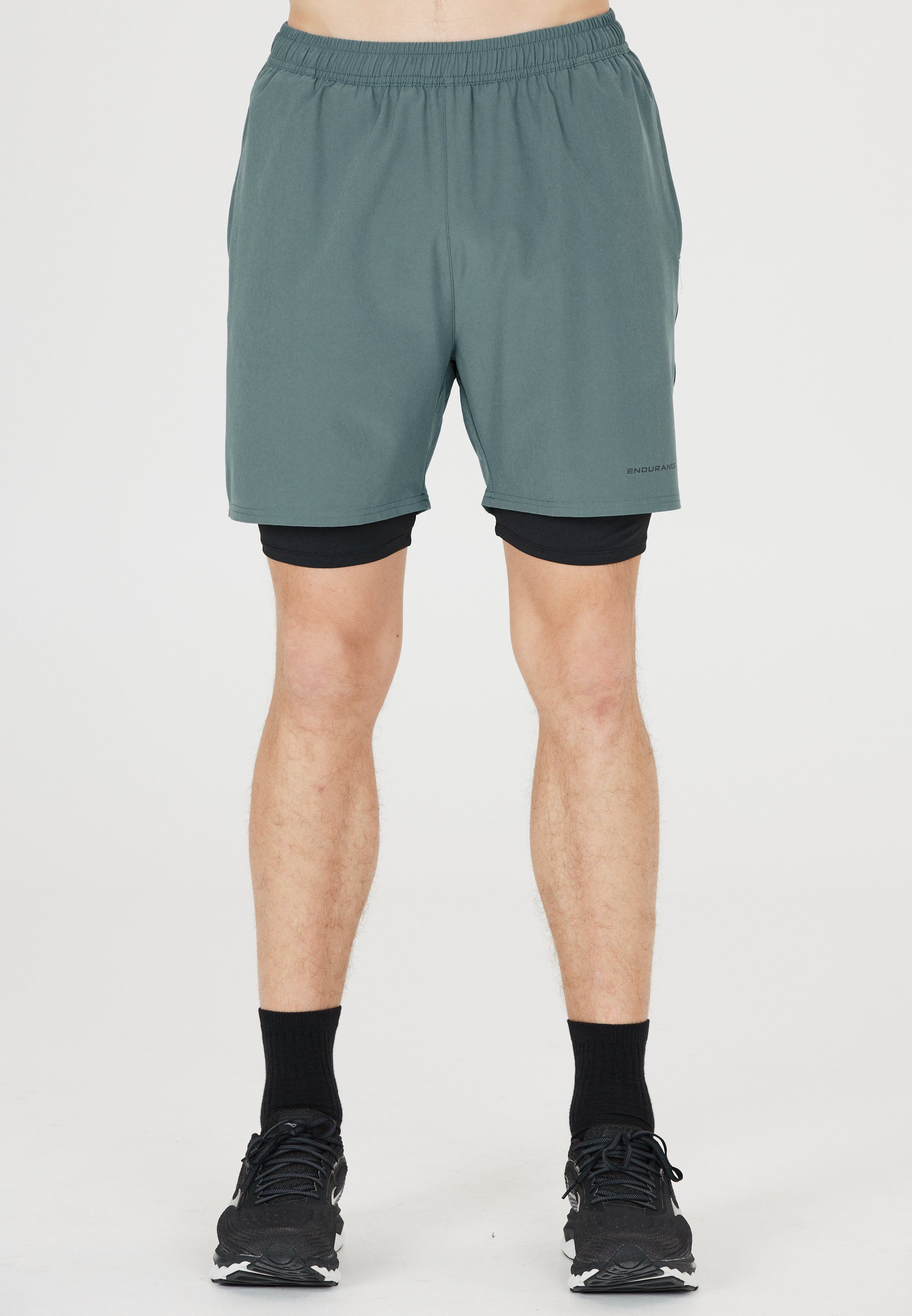 ENDURANCE Shorts Kros Im 2-in-1-Design mit Quick Dry und Stretch-Funktion olivgrün-schwarz