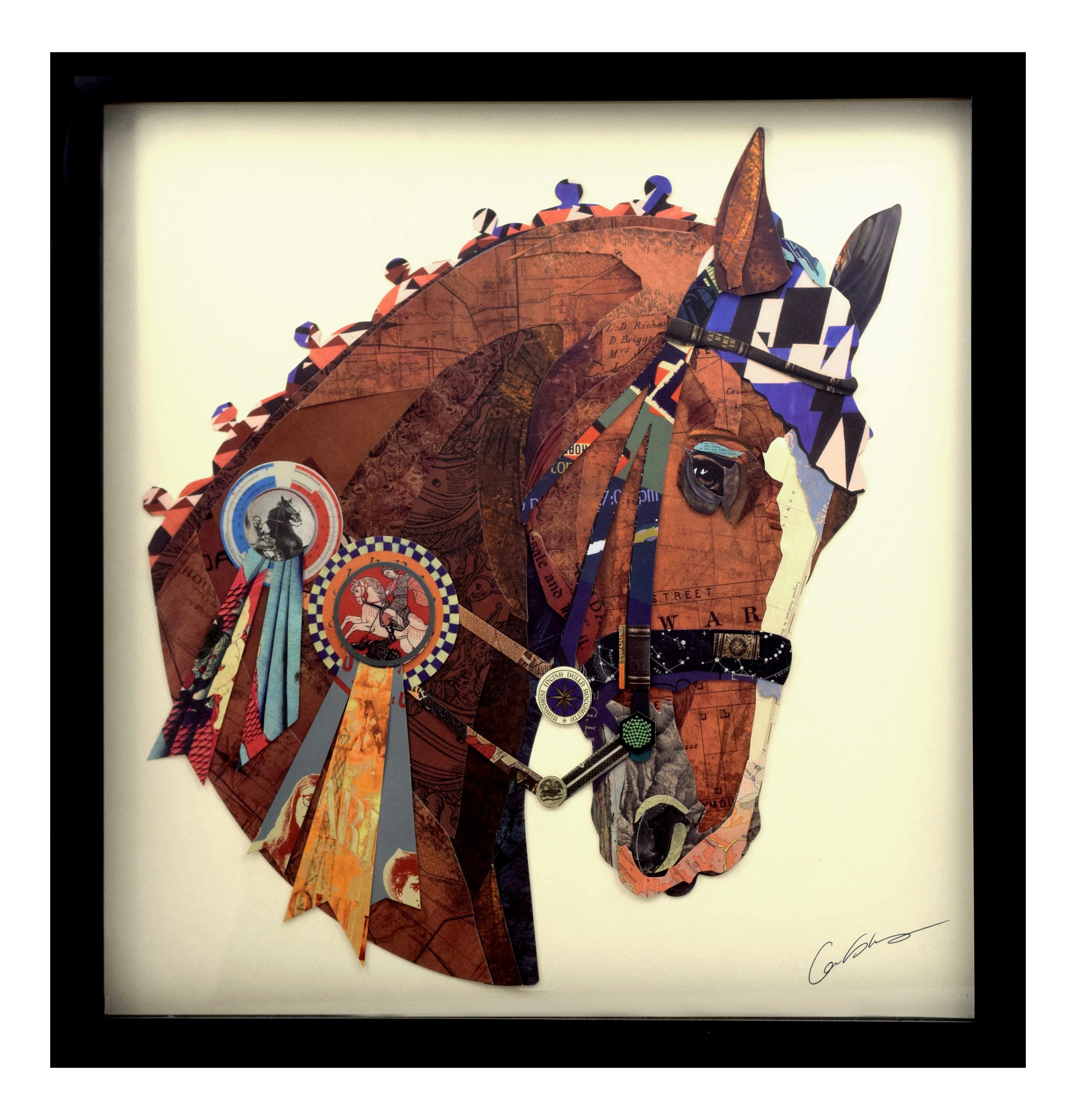 ROOGU Bilder-Collage ROOGU 3D Collage Kunst Art Wandbild Handgefertigt, Pferd