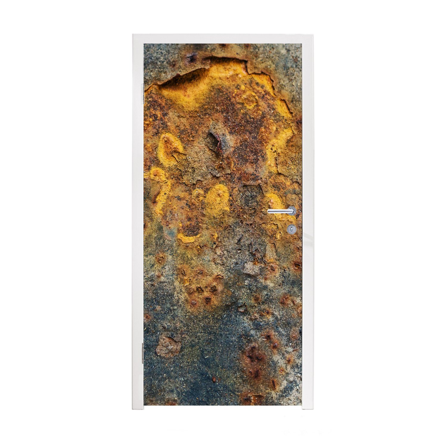 MuchoWow Türtapete Gold - Metallisch - Rost - Grau - Abstrakt - Muster, Matt, bedruckt, (1 St), Fototapete für Tür, Türaufkleber, 75x205 cm