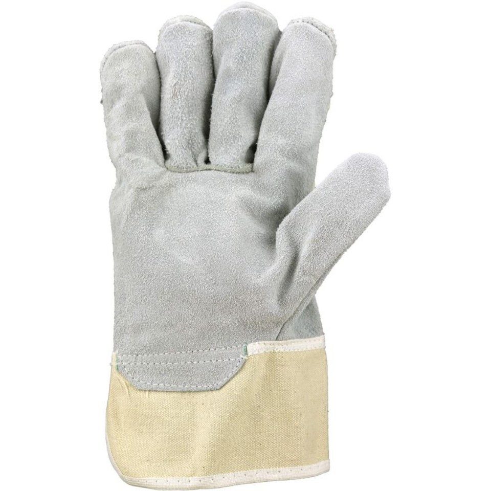 ASATEX Lederhandschuhe Rindspaltleder-Handschuh FALKE-C Stulpe aus weißem Canvas (Packung, 12-St., VPE= 12 Paar, Gr 11) Stulpe