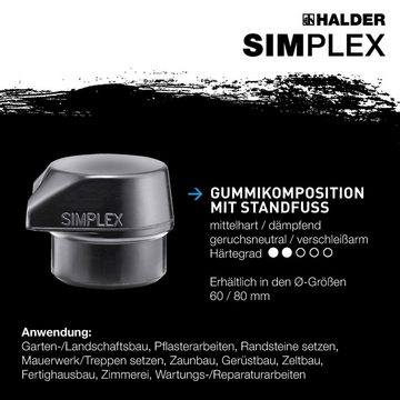Halder KG Gummihammer HALDER SIMPLEX Schonhammer Ø 60 mm Gummi / Superplastik mit Standfuß