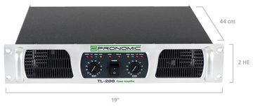 Pronomic TL-200 Endstufe Verstärker (Anzahl Kanäle: 2 Kanal Lautsprecher- Schraubklemmen, 1000 W, Stereo-Leistungsverstärker mit 2x 500 Watt an 2 Ohm)