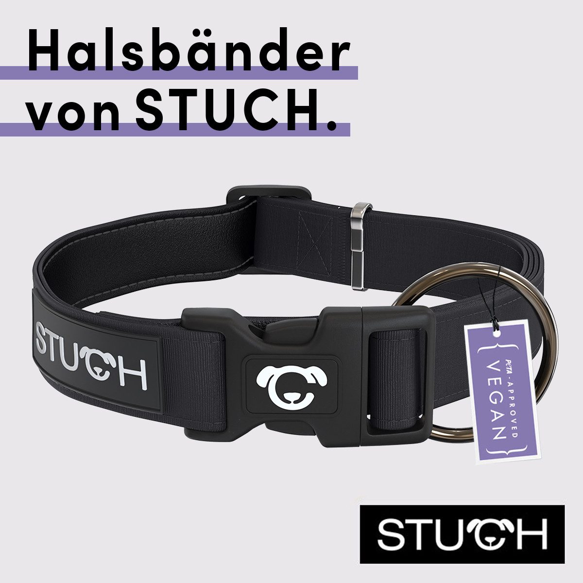 STUCH Hunde-Halsband STUCH Hundehalsband - verstellbares und gepolstertes Nylon Halsband