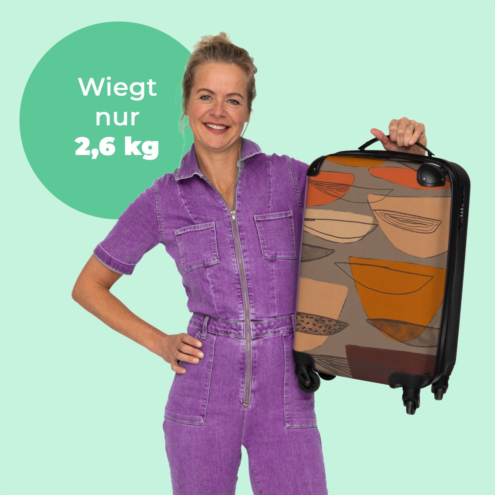 - 4 Rollen, - Vintage Pastell, Formen mit 4 NoBoringSuitcases.com© - Reisekoffer 55x35x20cm Rollkoffer Abstrakt - Trolley Kleine Cabin Rollen Handgepäckkoffer Handgepäck