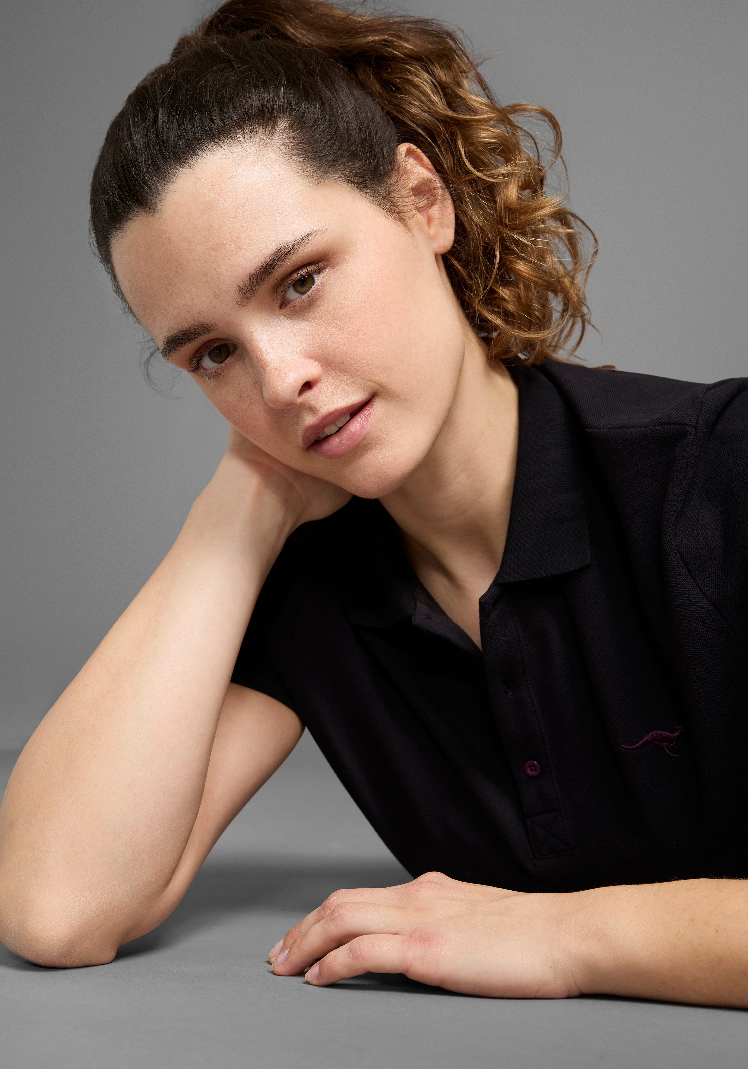 KangaROOS Poloshirt Kurzarm, unifarben, Polokragen, aus Baumwolle, große Größen