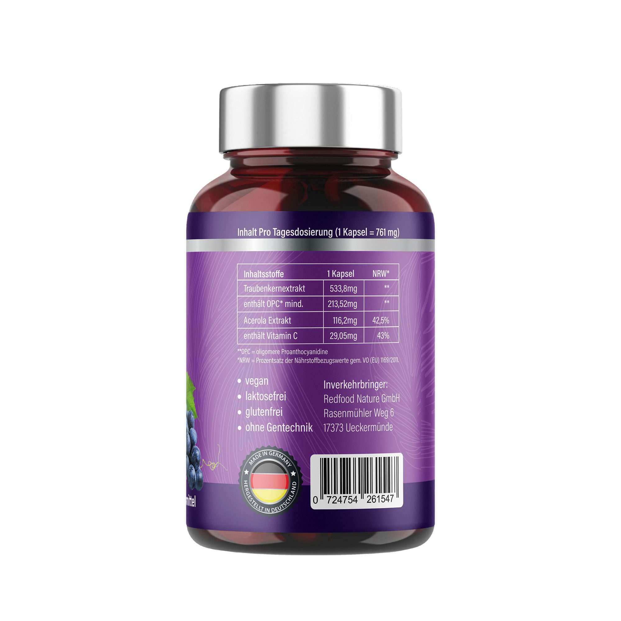 Redfood OPC französicher Traubenextrakt Kapseln + Vitamin C Kapseln, 1 er 285,00 St.