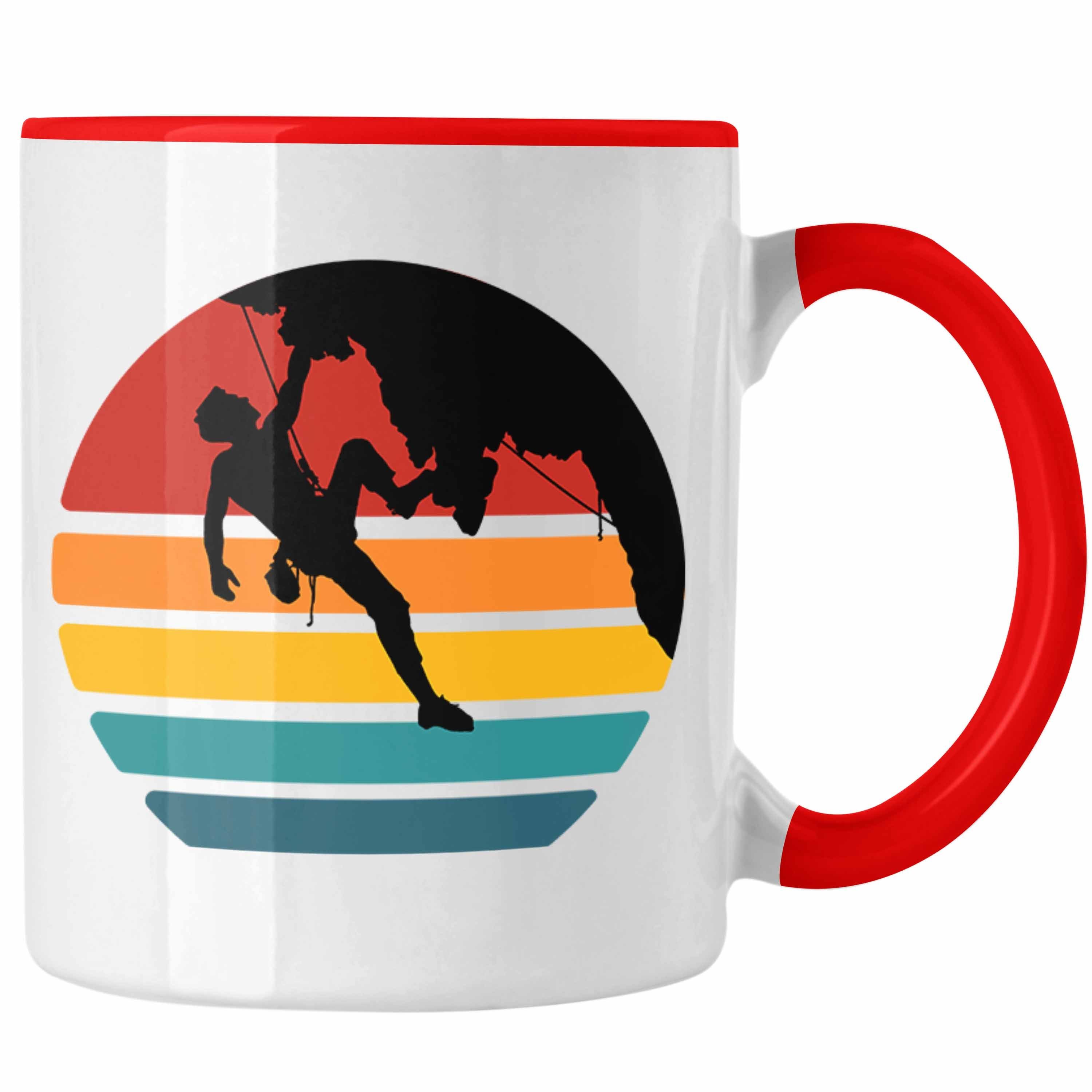 Trendation Tasse Bouldern Tasse Klettern Grafik Geschenk für Kletterfans Boulderer Rot