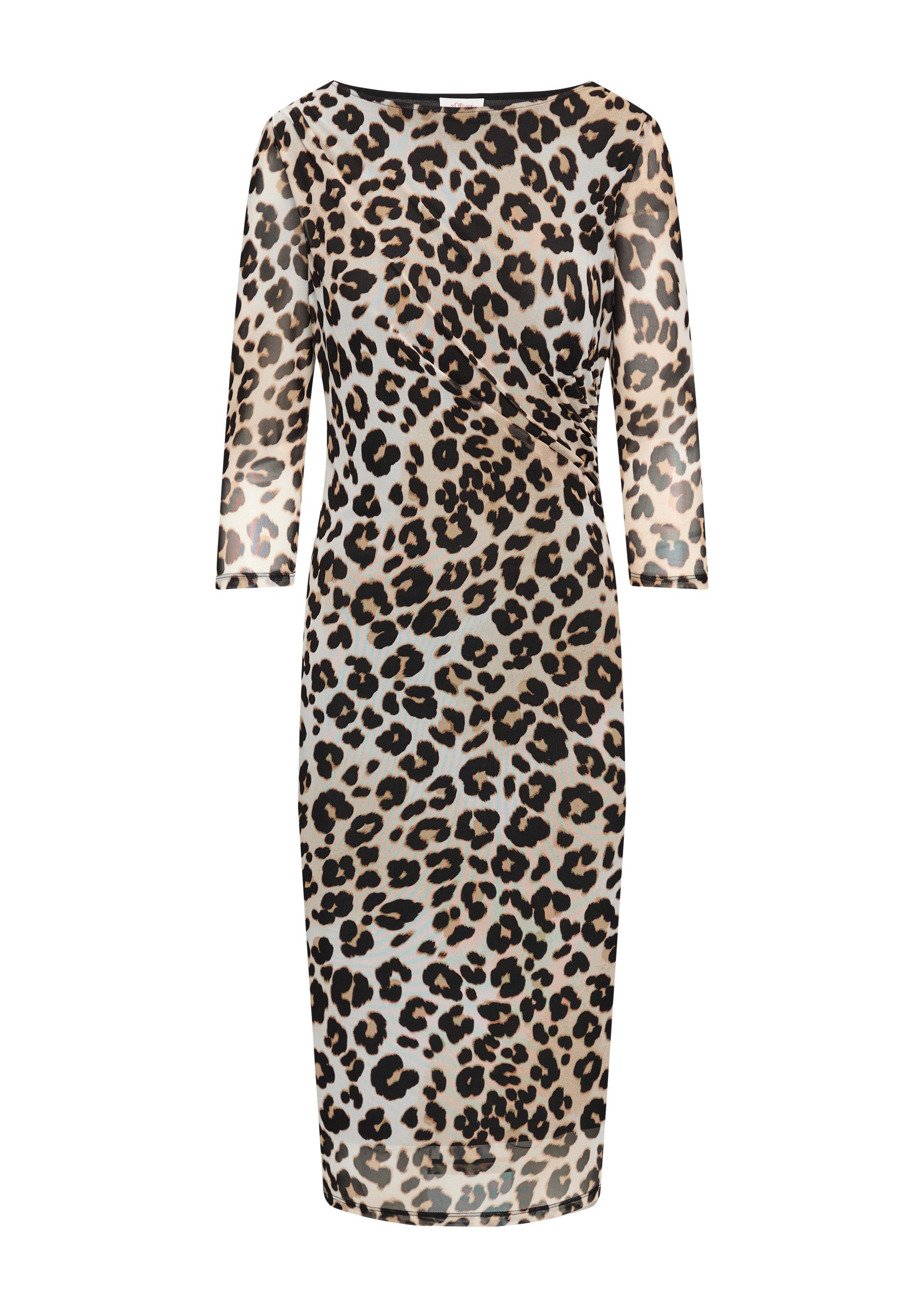 s.Oliver Midikleid Kleid Gemustertes Mesh-Kleid im Slim Fit günstig online kaufen