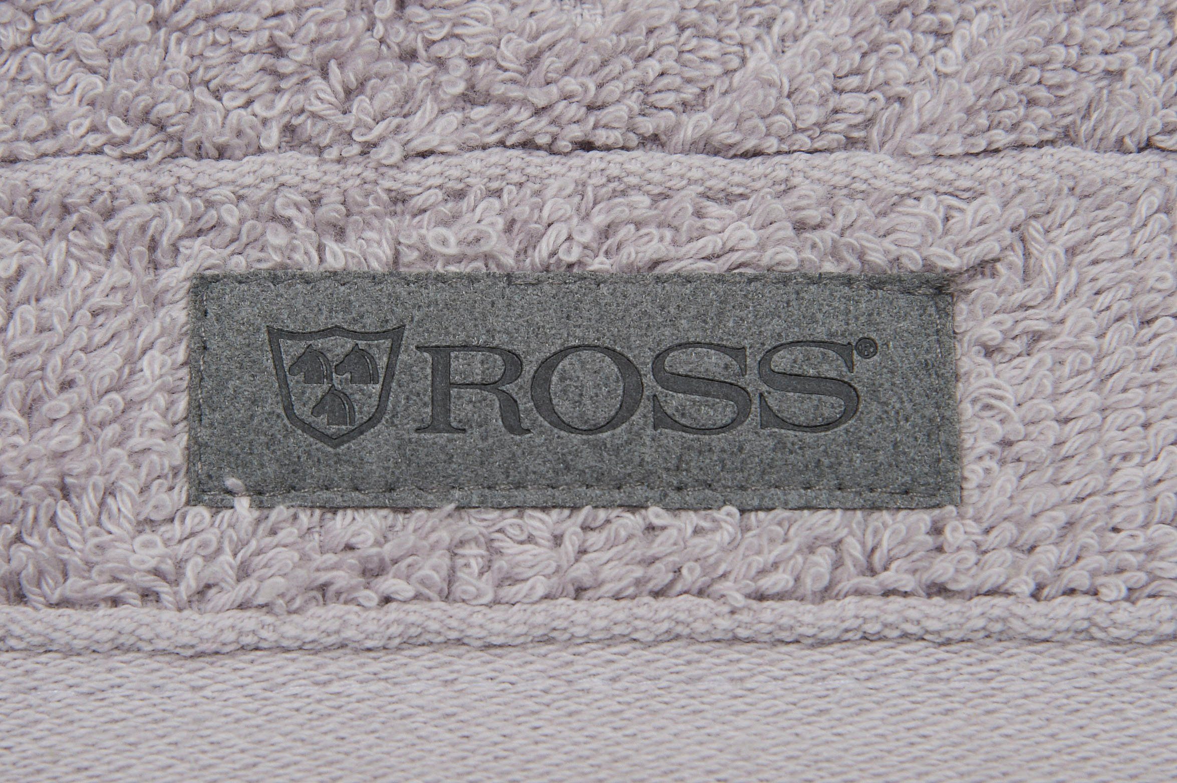 ROSS Velourslabel Frottier mit Smart, Uni-Rippe Duschtuch stein (1-St),