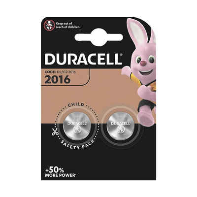 Duracell Knopfzelle, (3 V, 2 St), 2016 / DL / CR 2016, 3 V, Lithium, (H): 20 / 1,6 mm