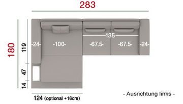 BULLHOFF Wohnlandschaft Wohnlandschaft Ledersofa Ecksofa Designsofa Eckcouch L-Form LED Leder Sofa Couch XL schwarz weiss »MÜNCHEN III« von BULLHOFF