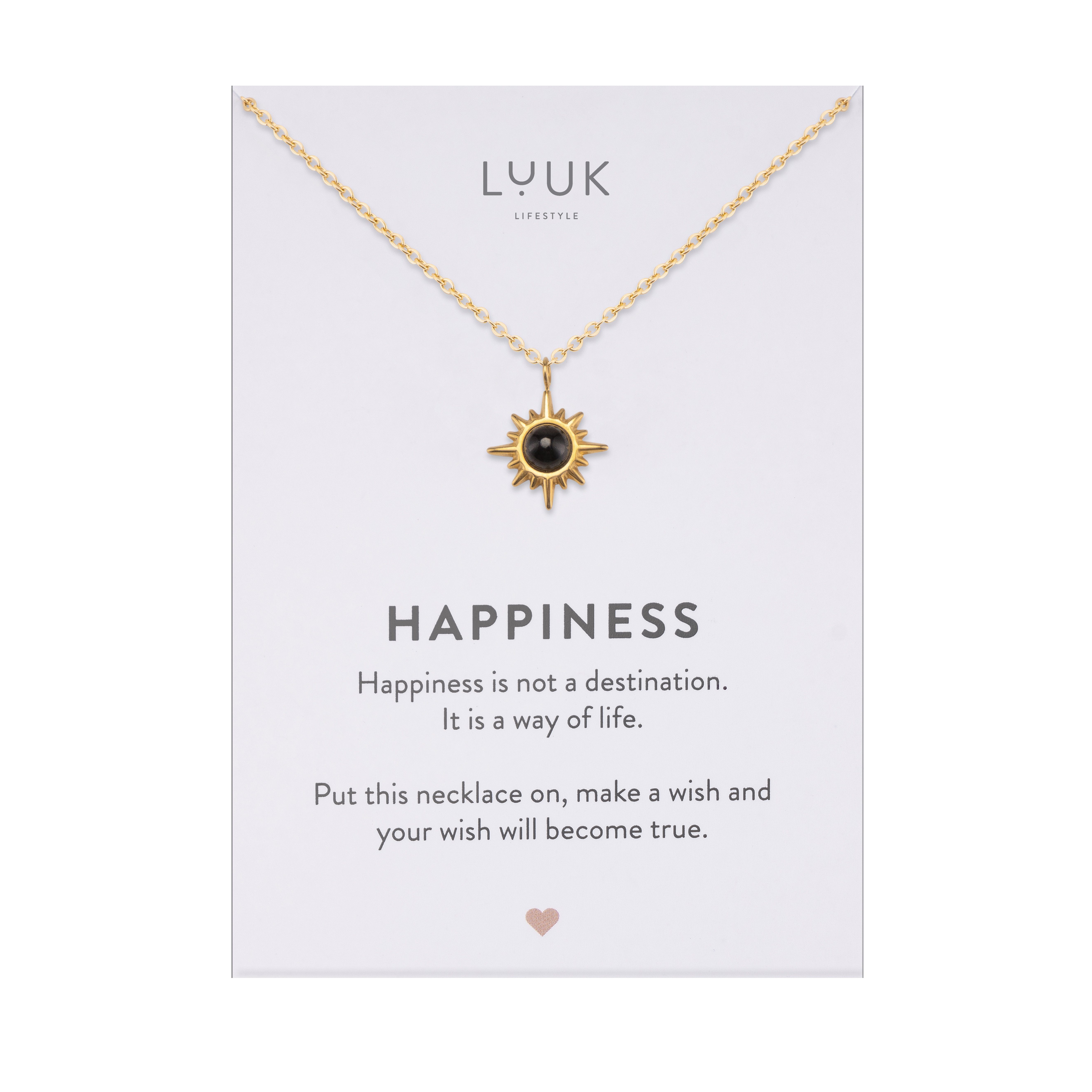 LUUK LIFESTYLE Kette mit Anhänger Polarstern, mit Happiness Spruchkarte, elegant & feminin