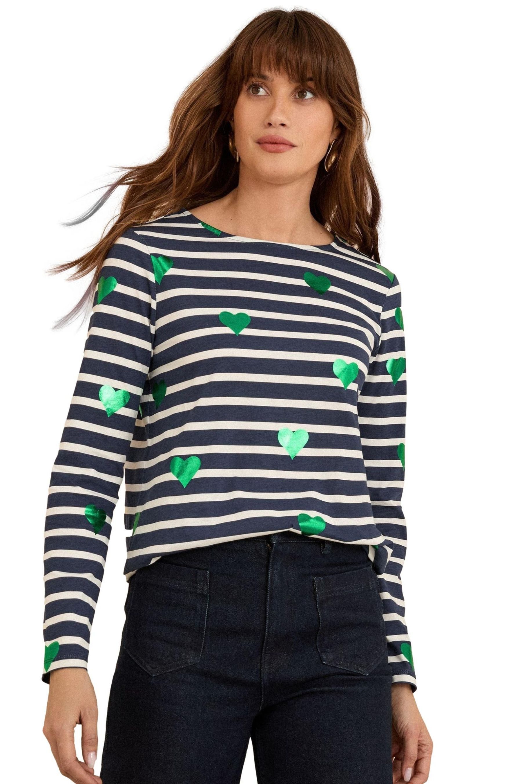 Love & Roses Langarmbluse Love & Roses Jersey-Oberteil mit Folienherzen (1- günstig online kaufen