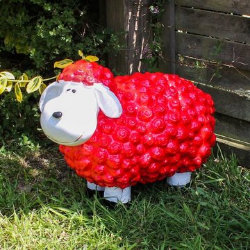 colourliving Tierfigur Schaf Figur Bruno rot stehend Schaf Tierfigur lustige Gartenfigur, handbemalt, wetterfest, lustige Gartendekoration