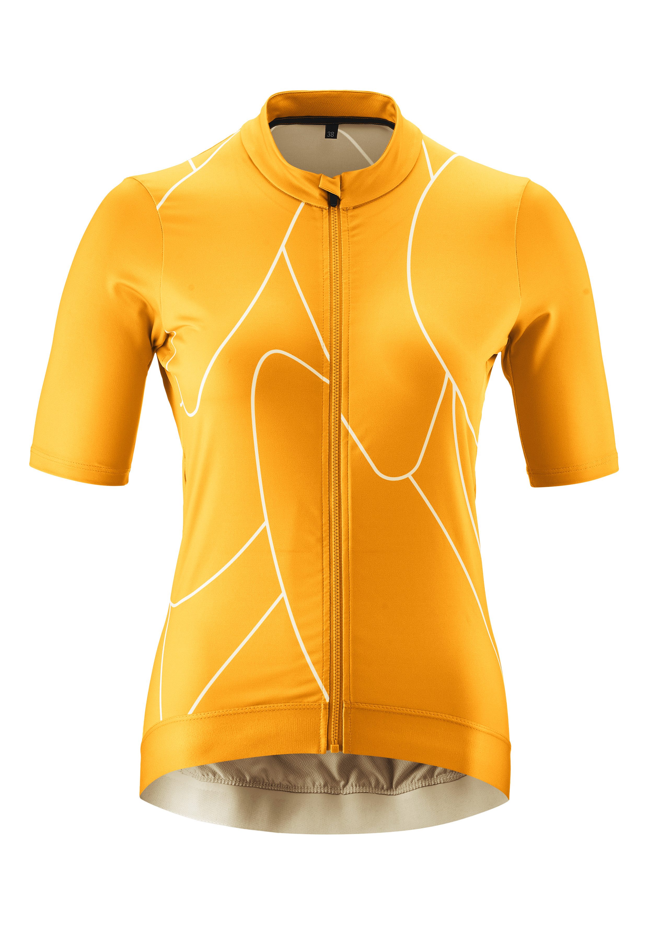 Gonso Radtrikot Road Jersey Print W Damen Fahrradtrikot kurzarm, Full-Zip Trikot, Rückentasche, Slim Fit