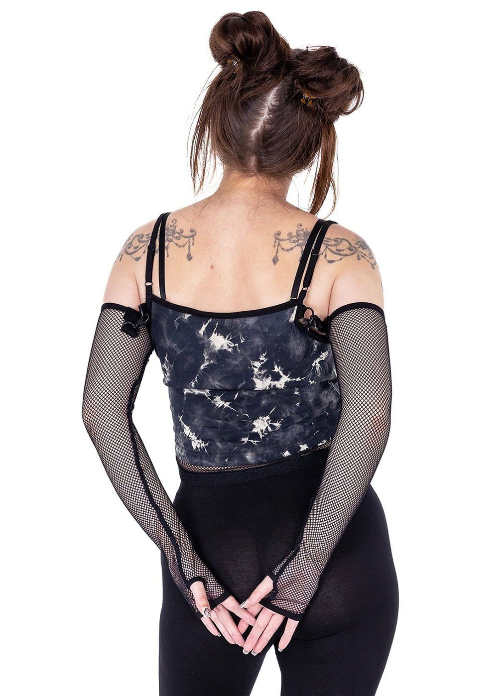 Heartless Trägertop Aida Abnehmbare Netzärmel Gothic Oberteil Punk Rave Shirt