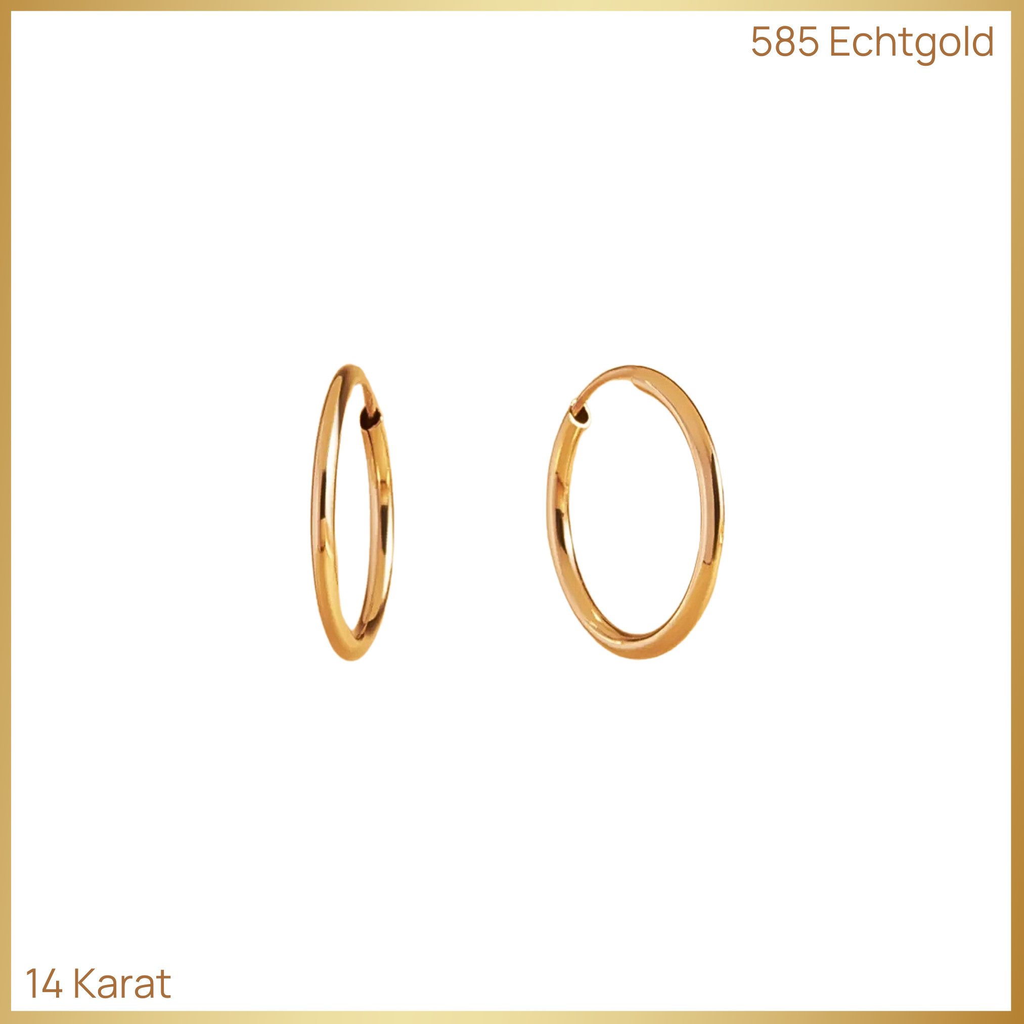 GOLDKLEIN Paar Creolen 14 Karat Gold Ohrring 585 Echtgold 12mm-70mm (2-tlg), Bestpreis - Damen Herren mit Schmuckbox - Sale 30.09.2026