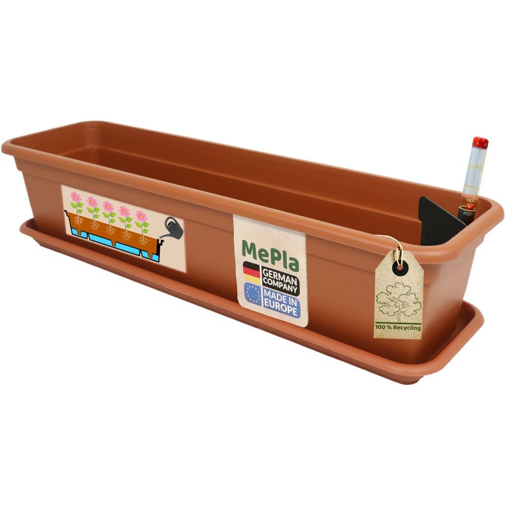 Heimwerkercenter Balkonkasten MePla Balkonkasten Balcony mit Bewässerung 40cm, Untersetzer - Terra